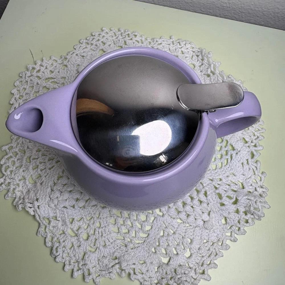 Bee House Japan Purple Personal Teapot Minimalist Ceramic Metal Lid SMALL CHIP